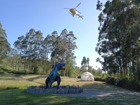 Imagen El equipo científico del MUJA recupera nuevo material fósil del dinosaurio saurópodo de Ribadesella con la ayuda del helicóptero del SEPA